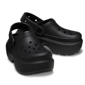 Crocs Stomp Clog Black Platform Slip On Shoes Chunky Sole Comfort Round Toe